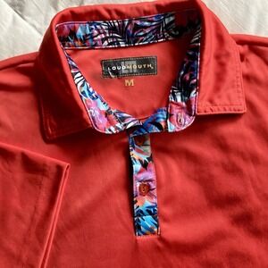 Loudmouth Performance Golf Polo Shirt SS Mens M Red Tropical Hawaiian Floral